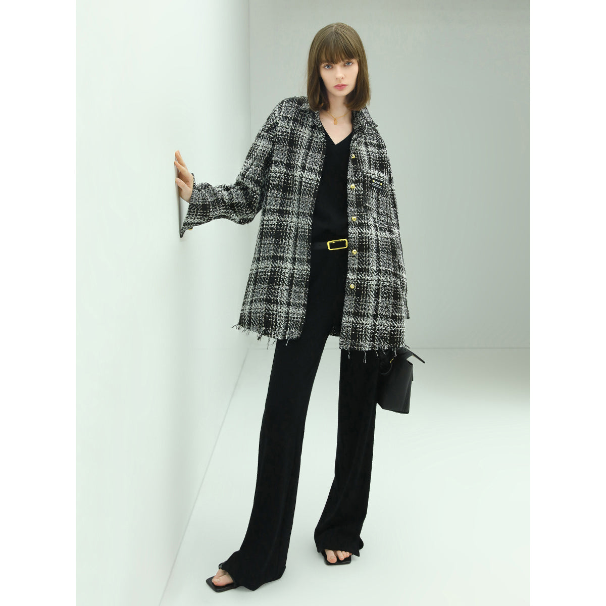 Classic Tweed Checkered Coat Cocobella