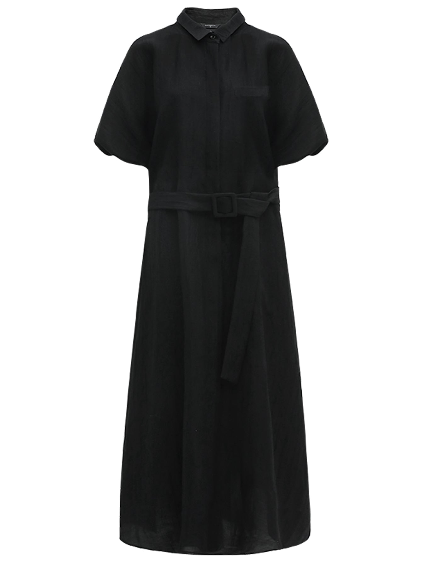 Belted Puff Sleeve Shirt Dress Cocobella