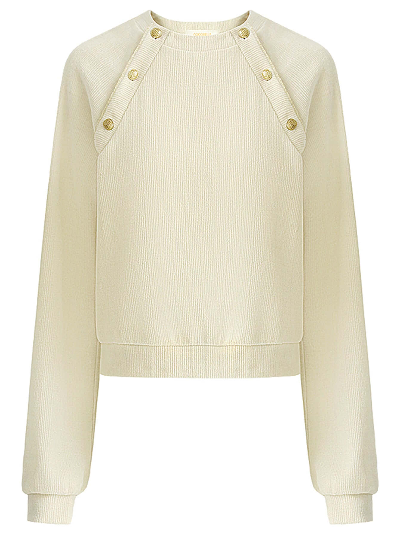 Cream Knit Swear with Gold Snap Buttons Cocobella