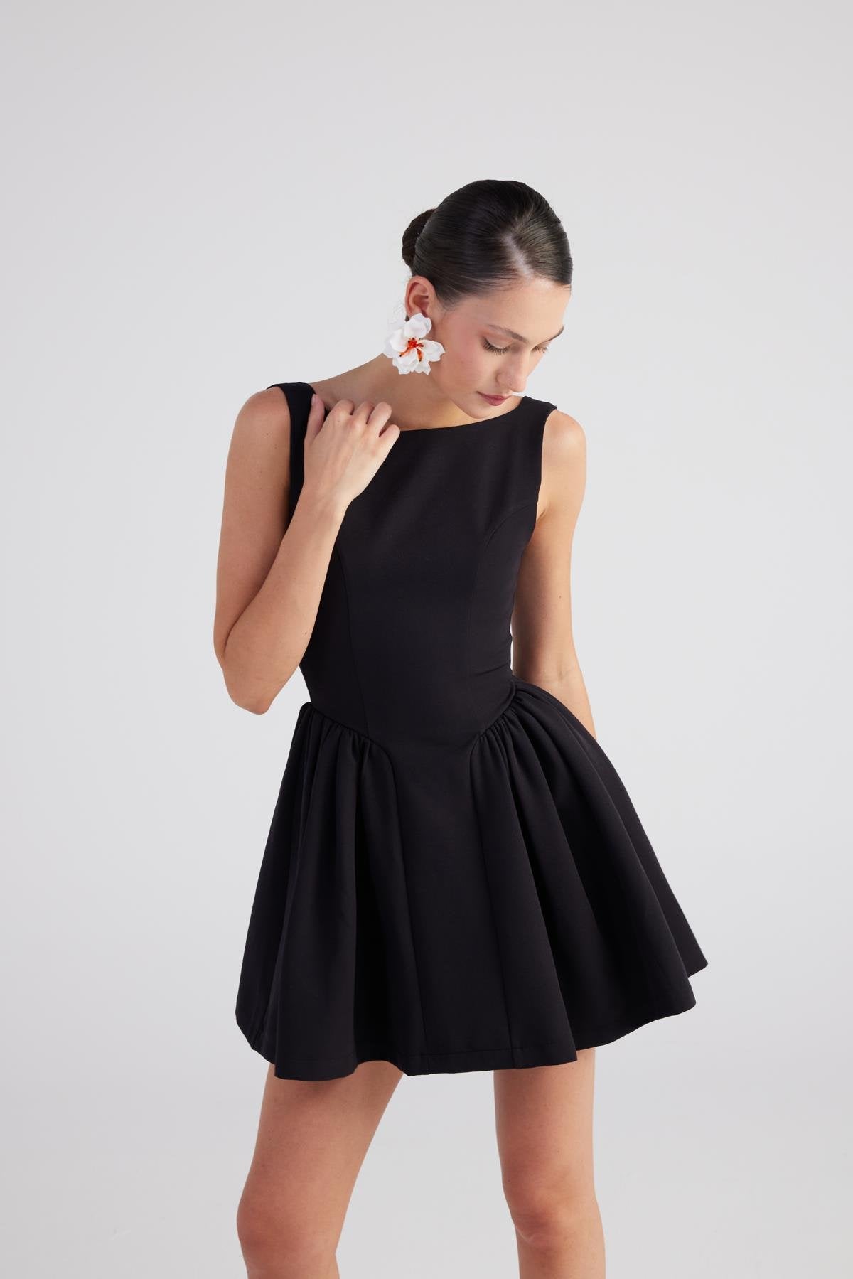 Alena Black Pleated Skirt Mini Dress Buy Me Fur Ltd