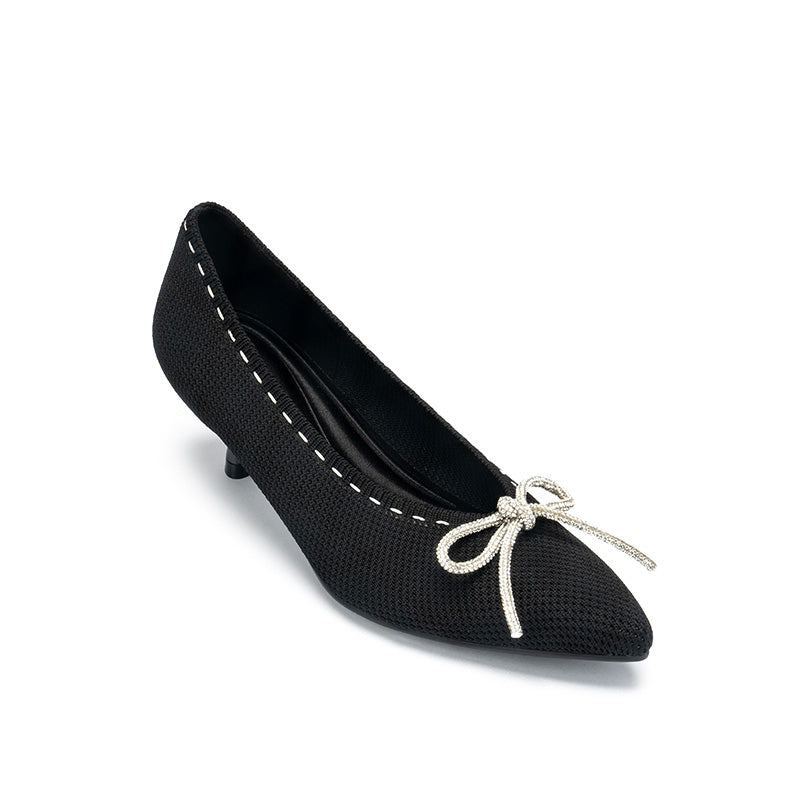 Rhinestone Bow Kitten Heels MALOVE MZ