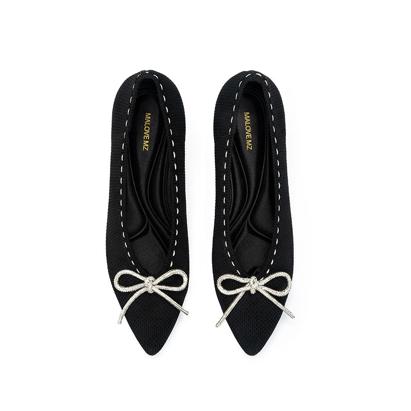 Rhinestone Bow Kitten Heels MALOVE MZ