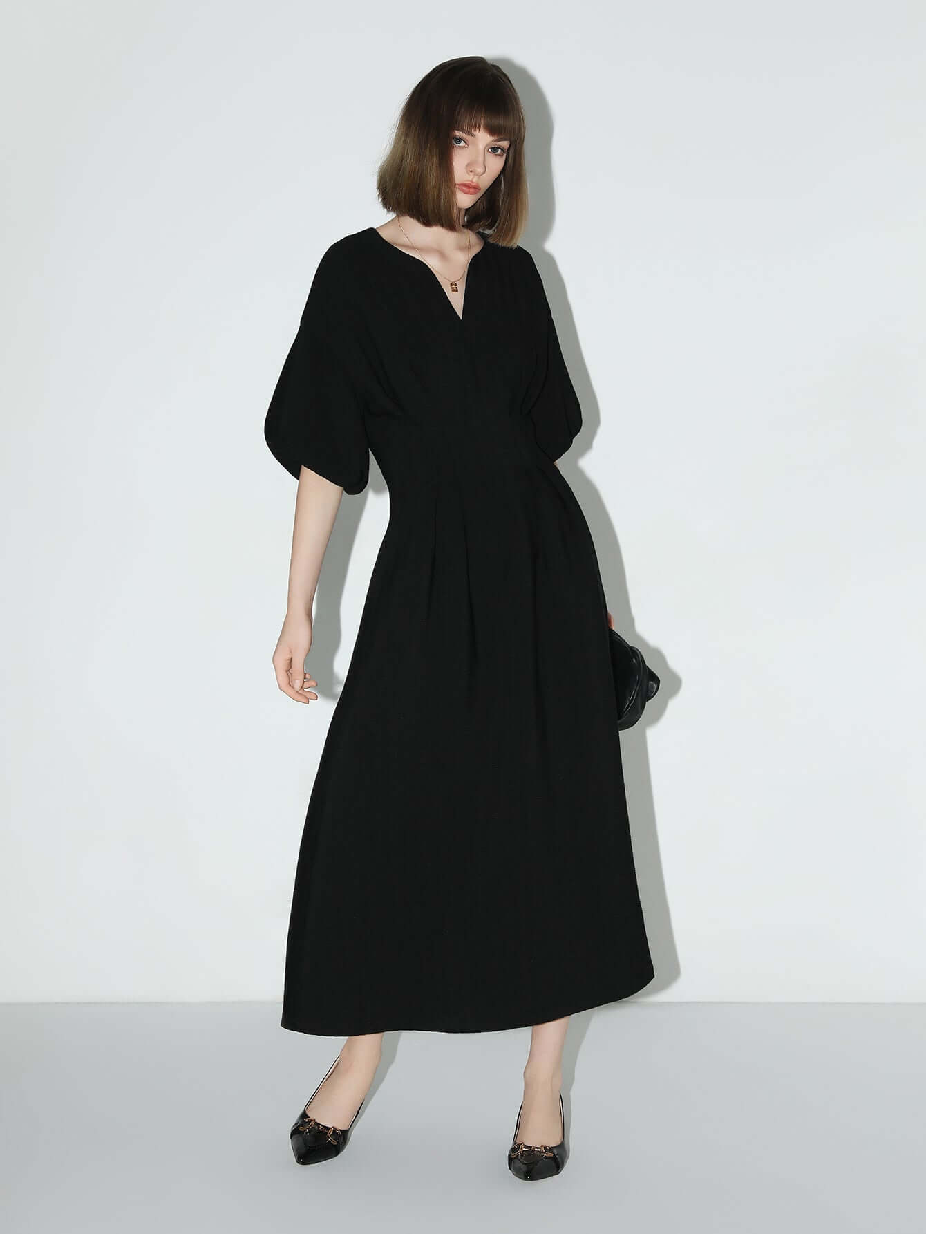 Elegant Pleated Tea Dress Cocobella