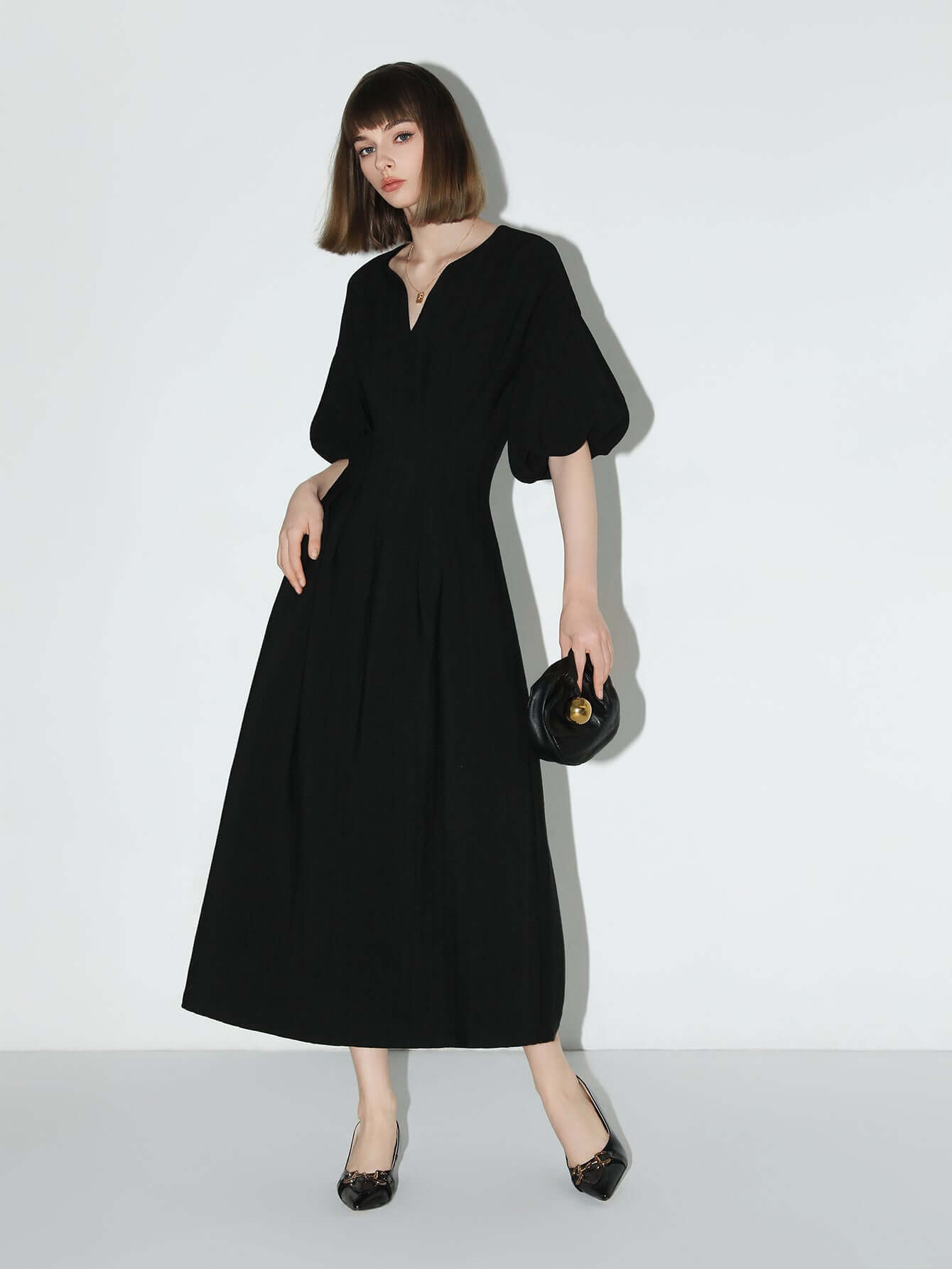 Elegant Pleated Tea Dress Cocobella