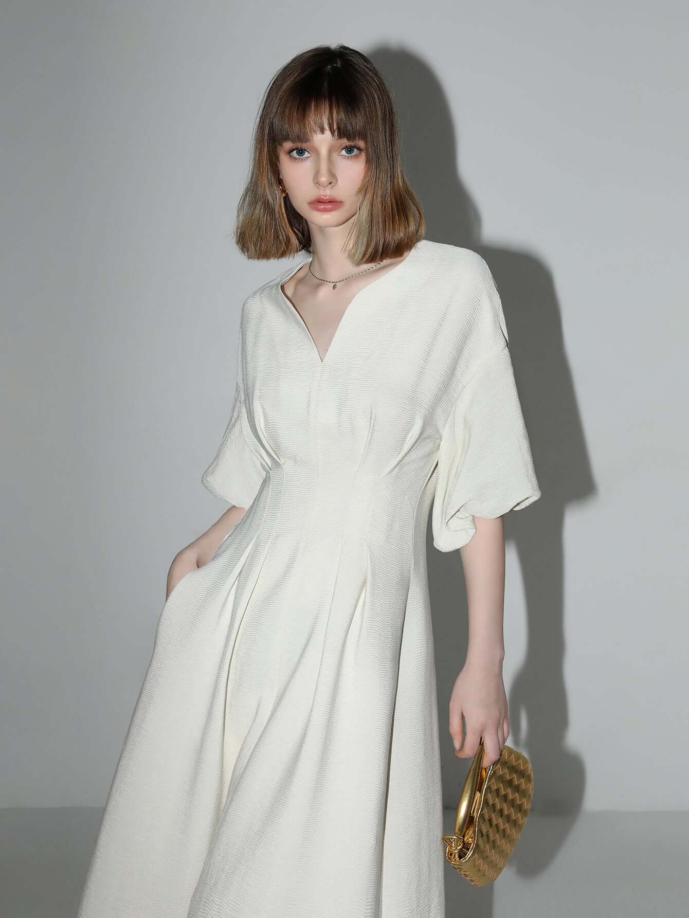 Elegant Pleated Tea Dress Cocobella