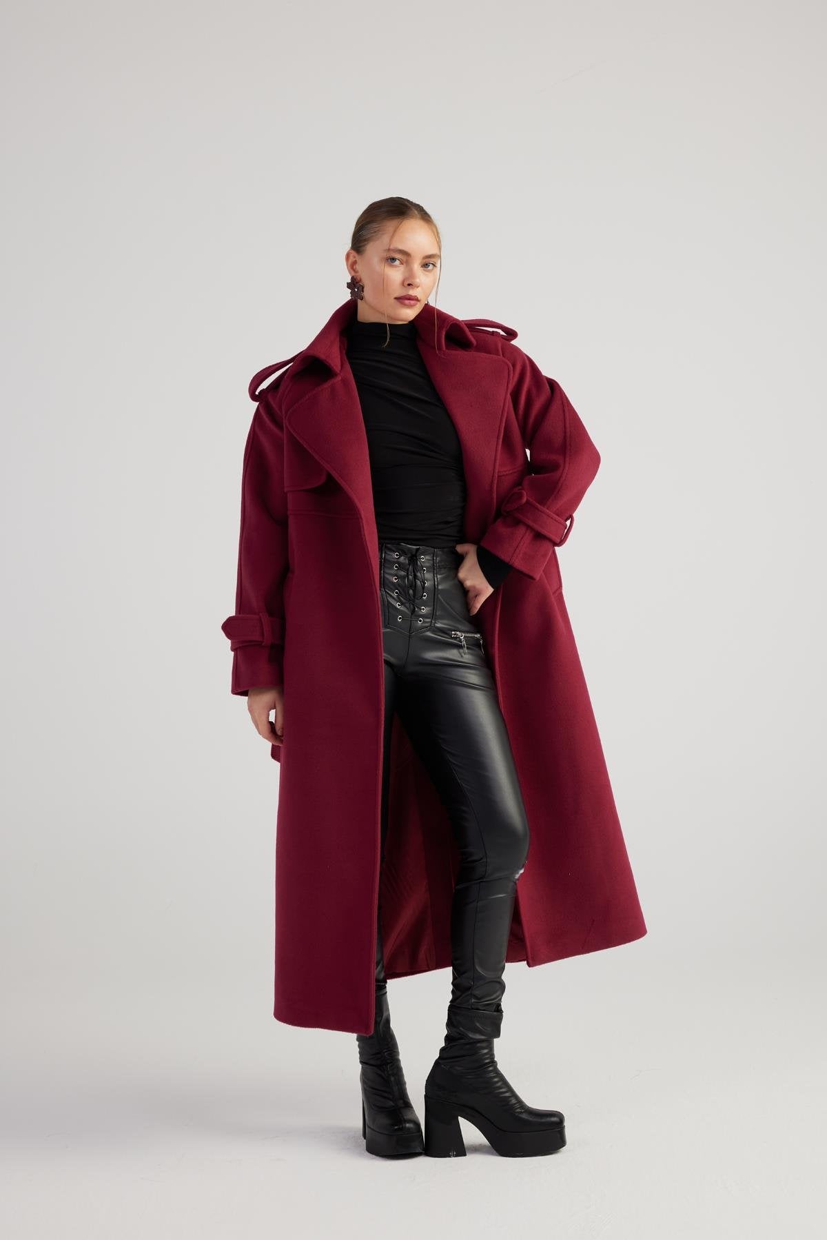 Nora Burgundy Cashmere Maxi Coat Buy Me Fur Ltd