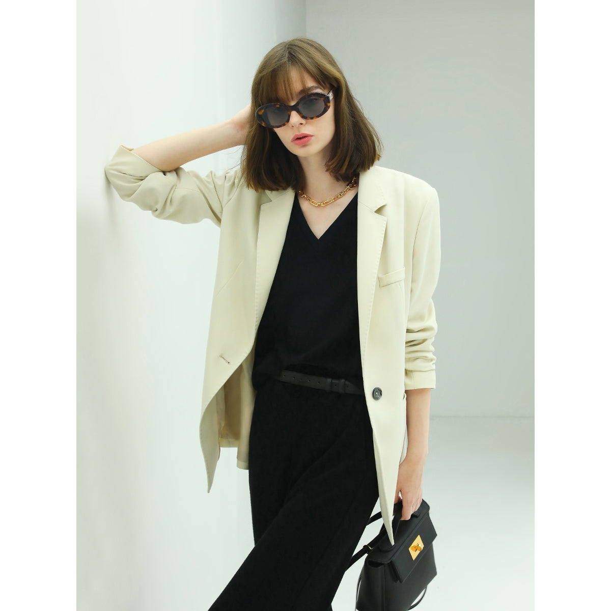 Cream Single-Breasted Blazer Cocobella