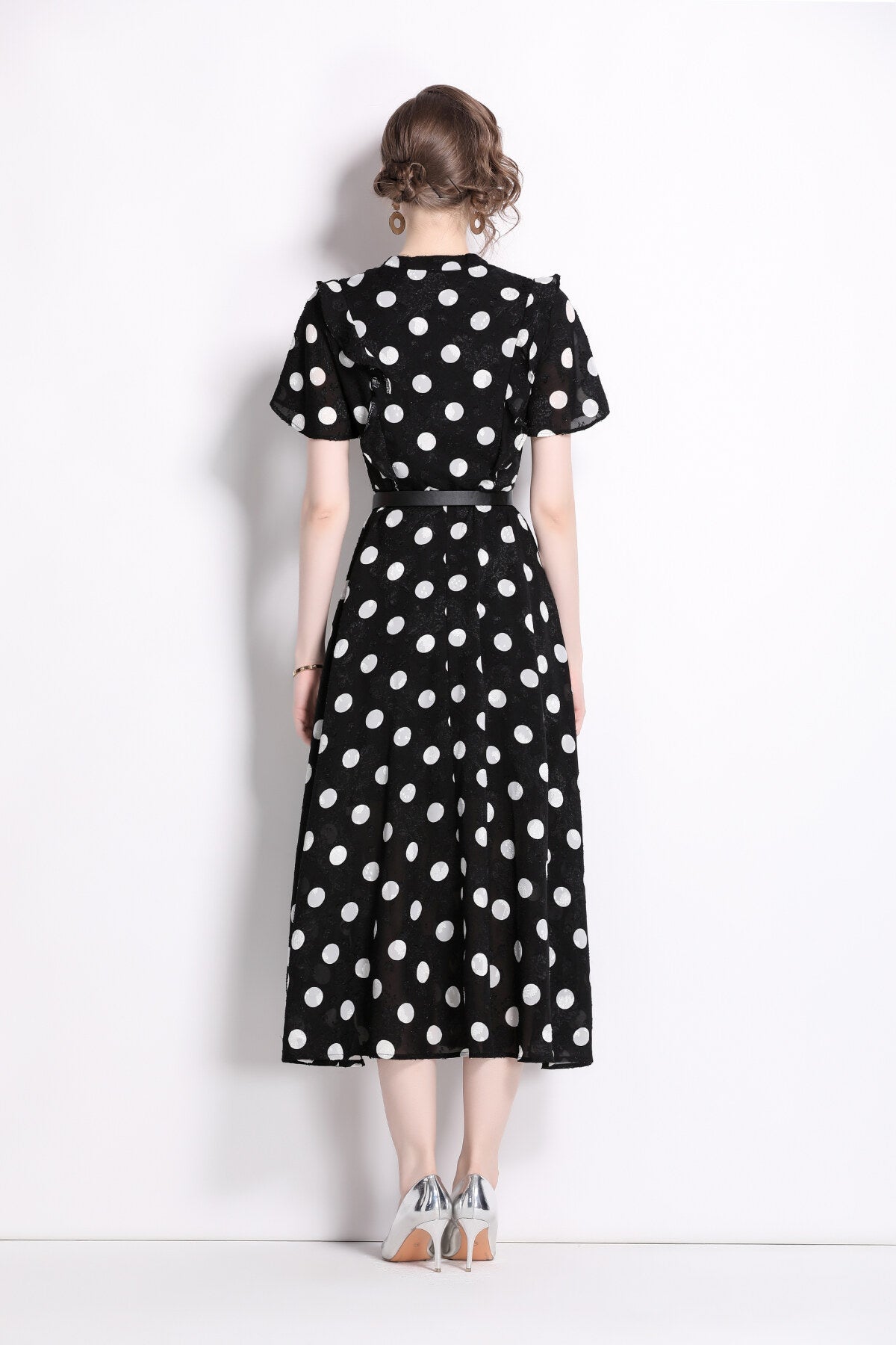 Polka Dot Midi A-Line Dress DZA