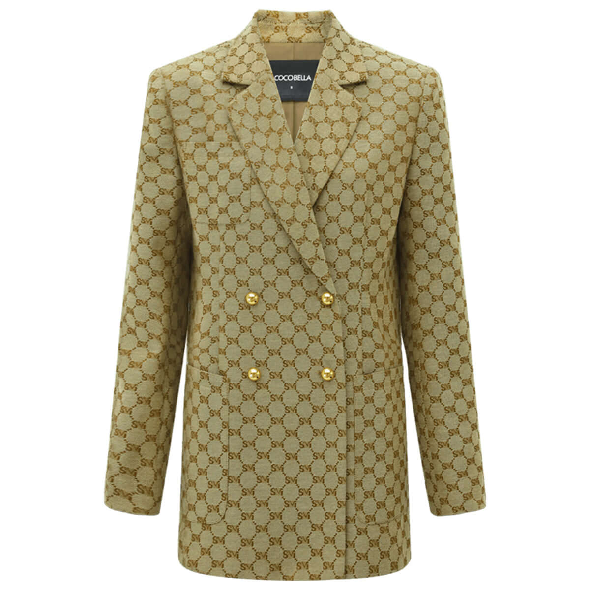 Khaki Vintage Pattern Blazer Cocobella