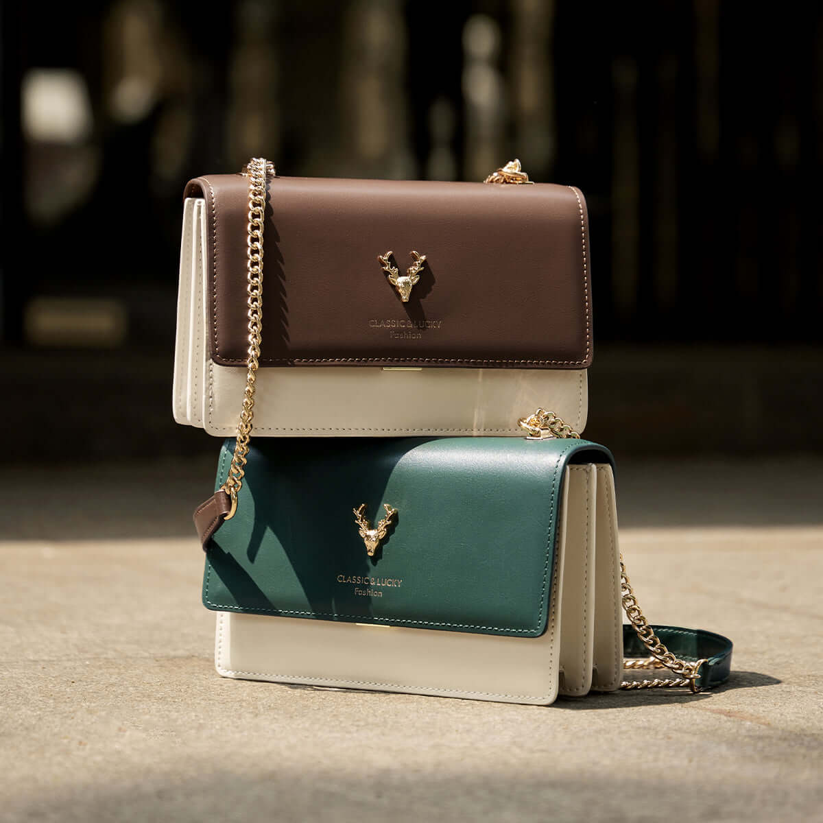 Kylie Double Chained Leather Shoulder Bag Nalandu