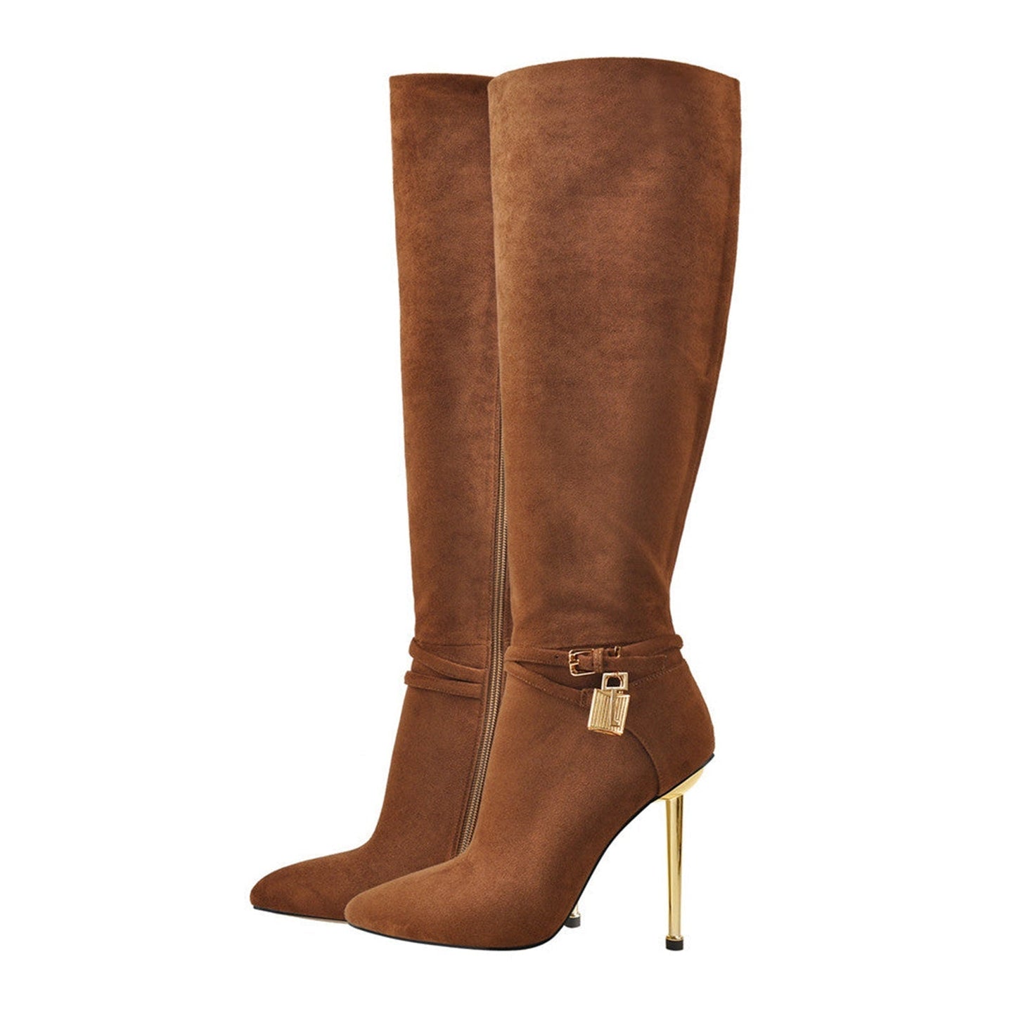 Brown Suede Knee-High Boots Jady Rose