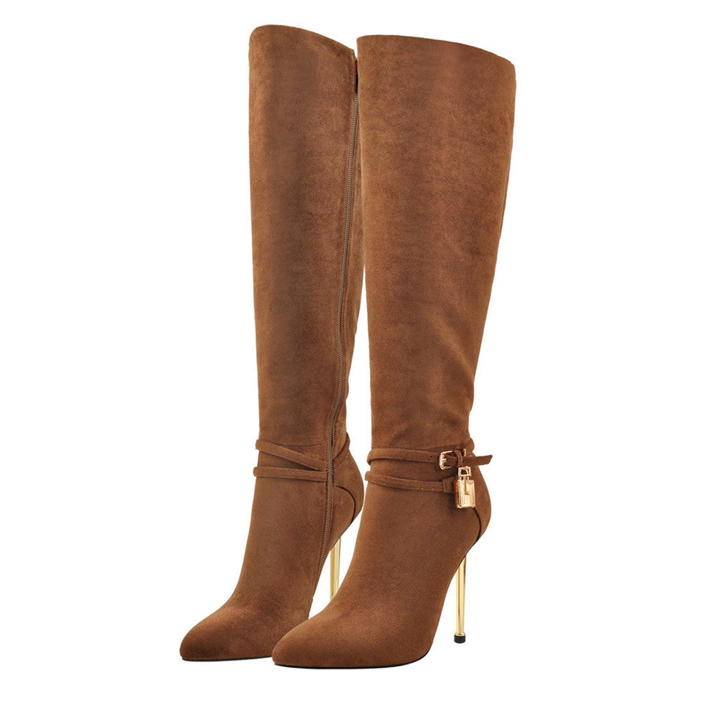 Brown Suede Knee-High Boots Jady Rose