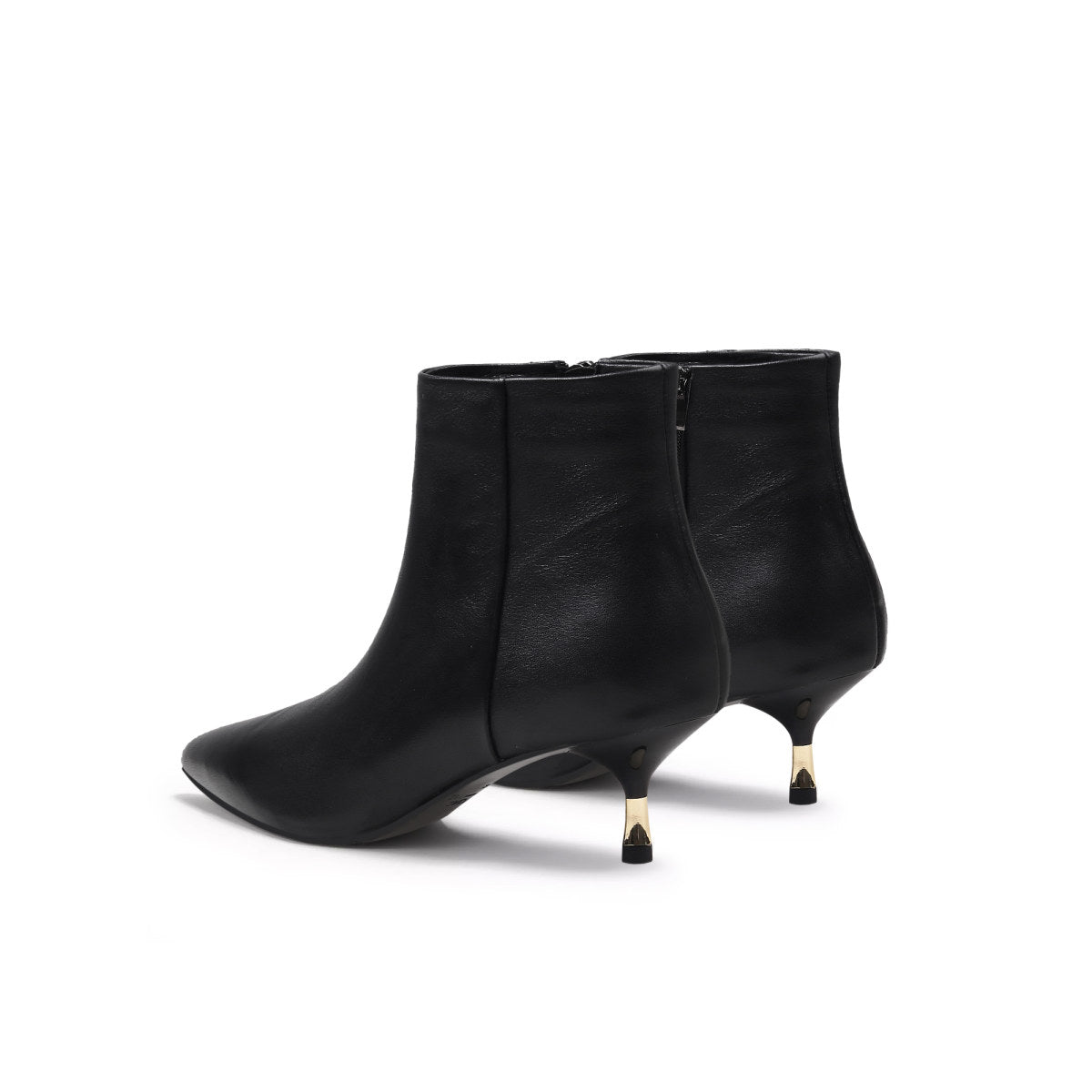 Leather Ankle Boots with Metallic Heels Jady Rose