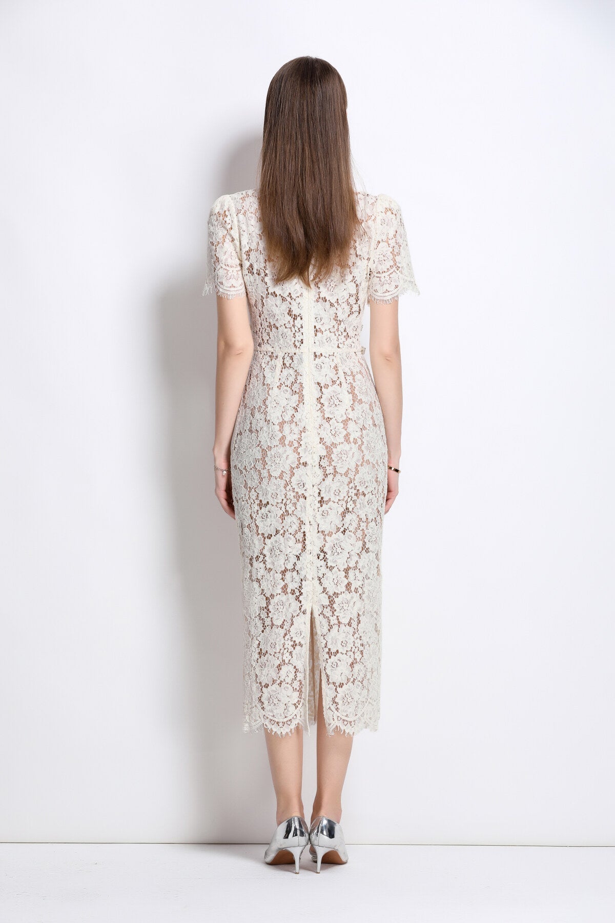 Magnolia White Lace Pencil Dress DZA