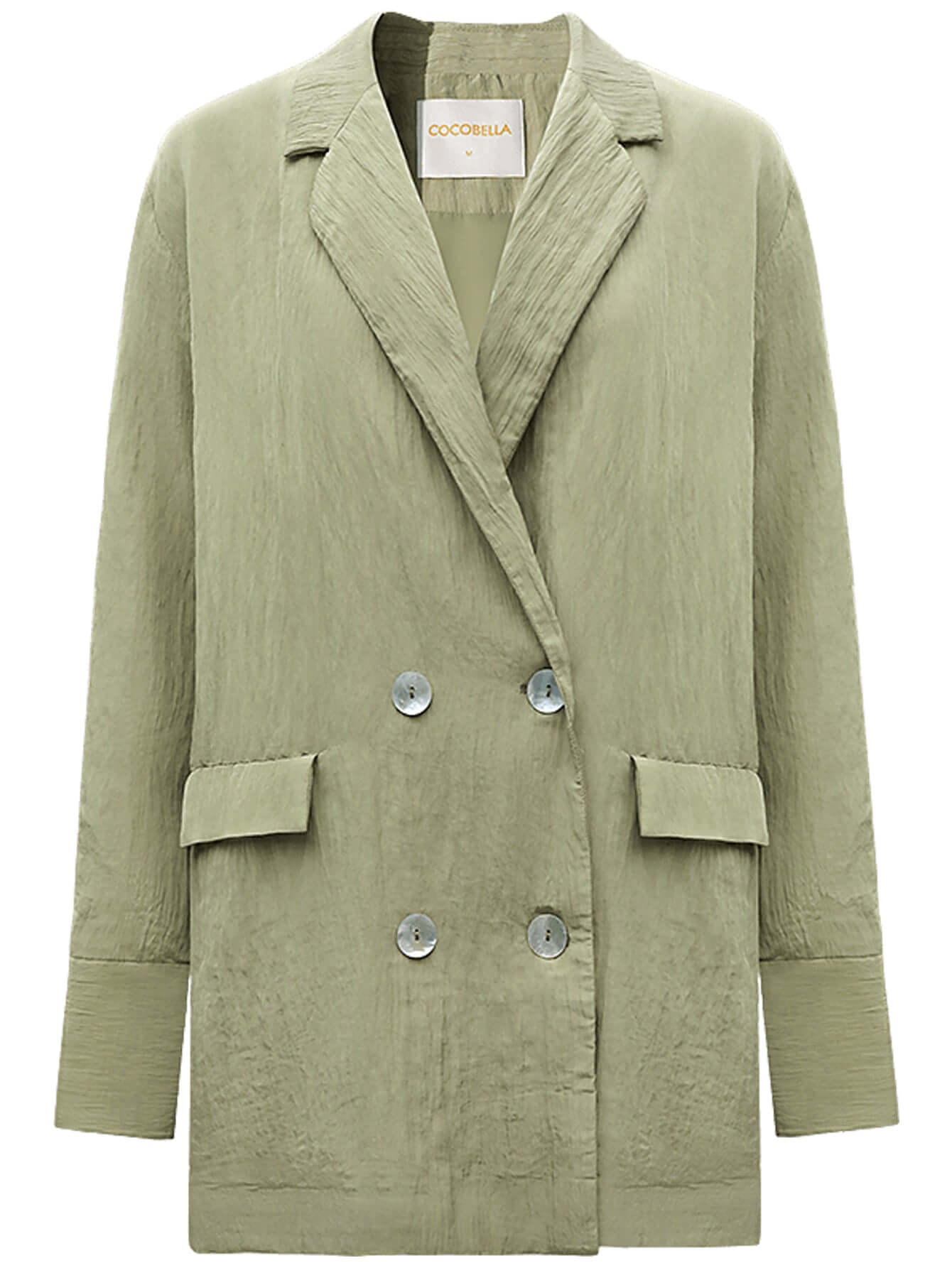 Avocado Green Double-Breasted Blazer Cocobella