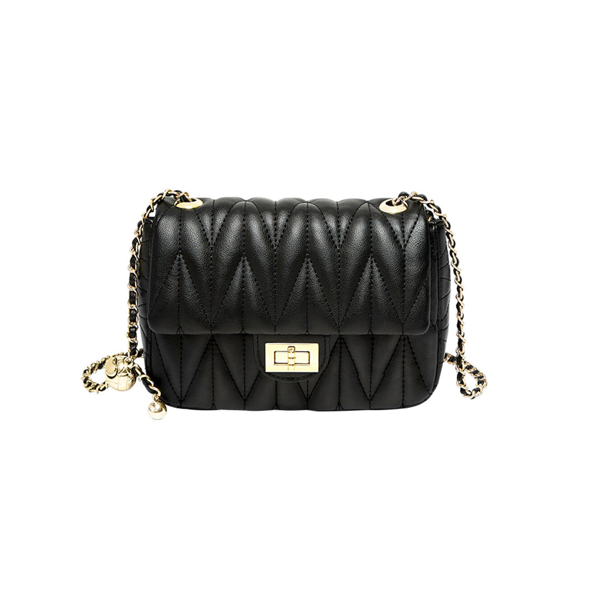 Penthouse Black Quilted Shoulder Bag Nalandu