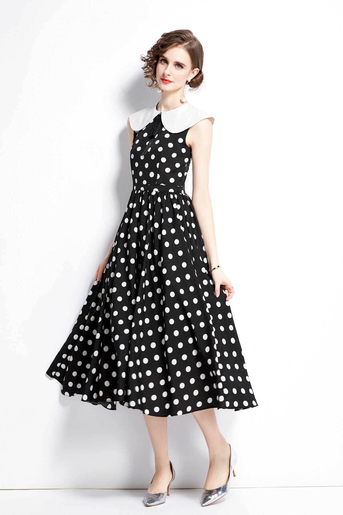 Vintage Polka Dot Midi Dress DZA