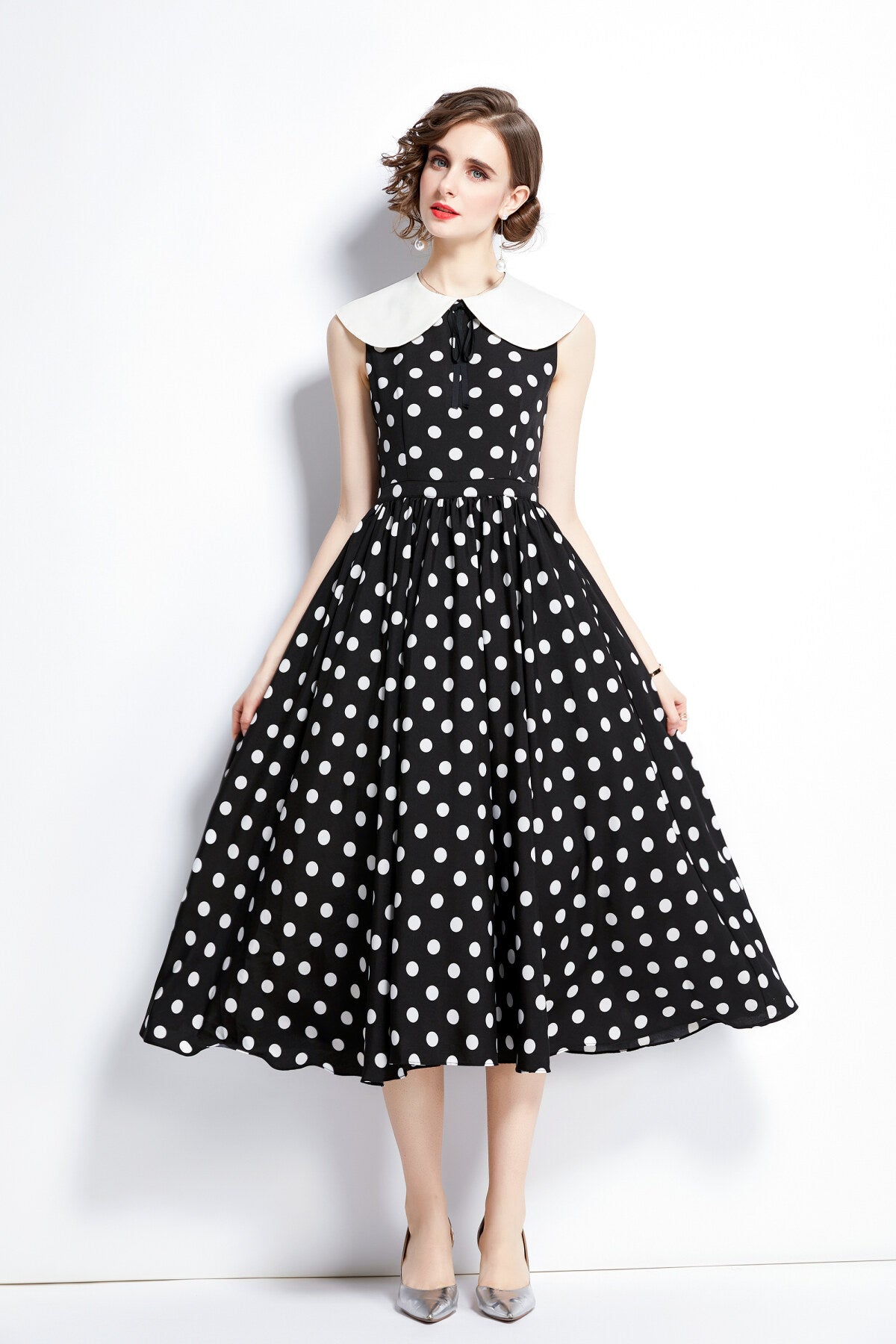 Vintage Polka Dot Midi Dress DZA