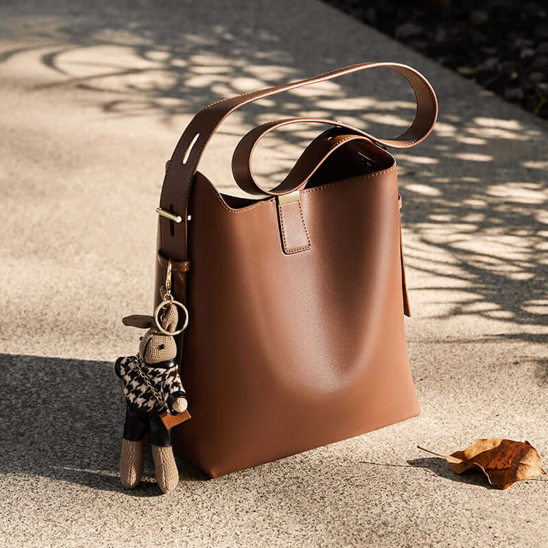Rabbit Charm Leather Work Tote Bag Nalandu
