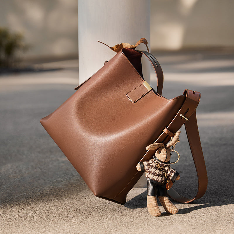 Rabbit Charm Leather Work Tote Bag Nalandu