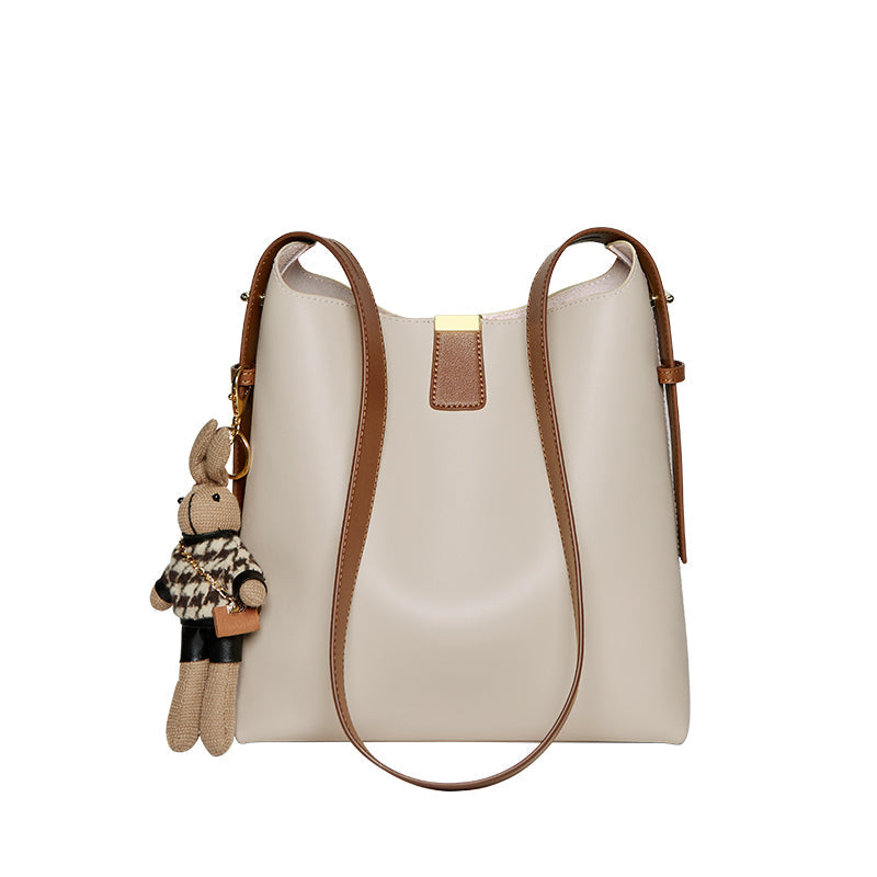 Rabbit Charm Leather Work Tote Bag Nalandu