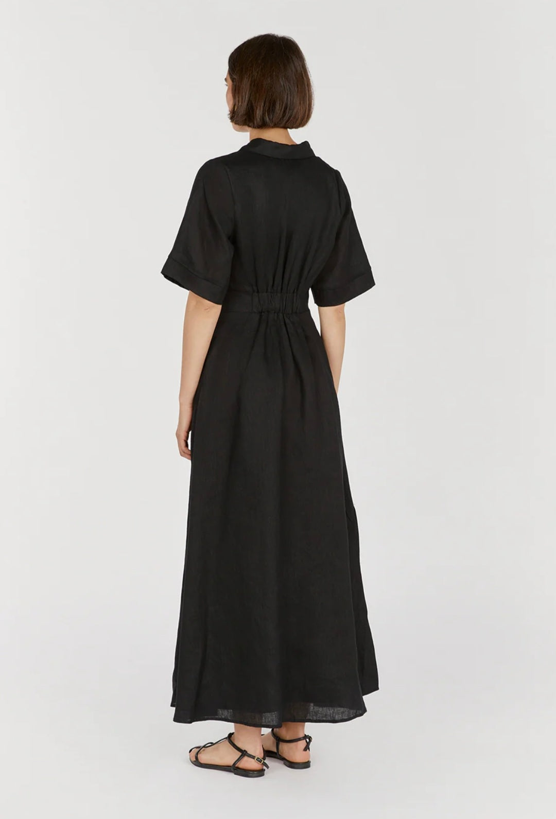 Black Organic Linen Maxi Dress Breathe by November 28