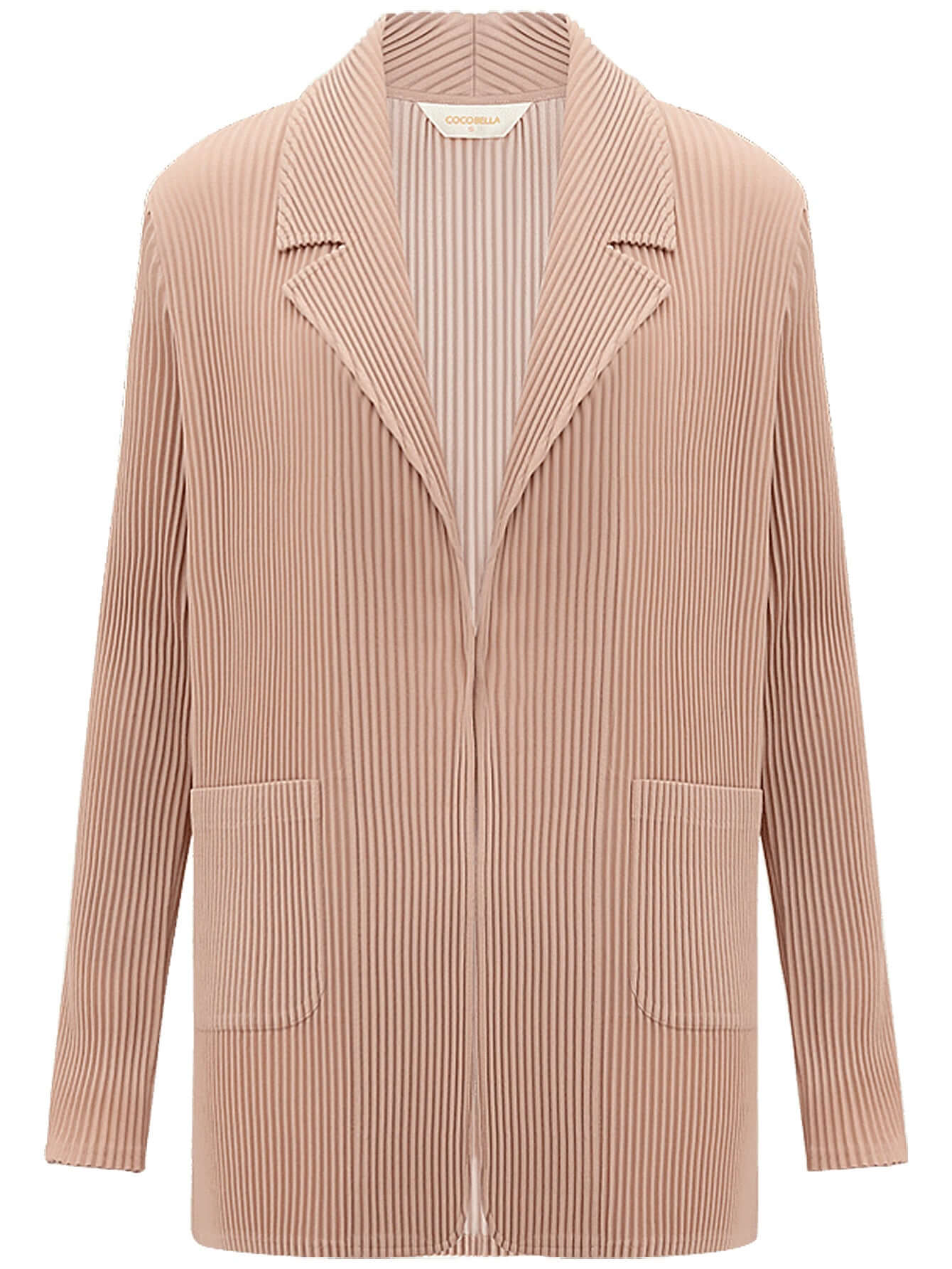 Salmon Pink Pleated Blazer Cocobella