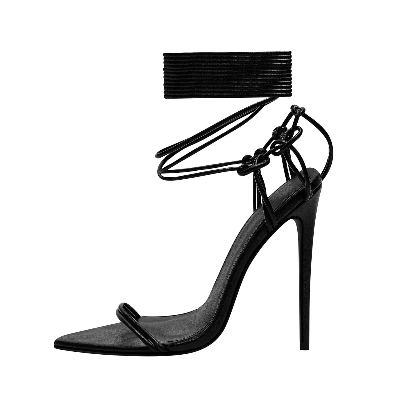Black Strappy Stiletto Sandals Jady Rose