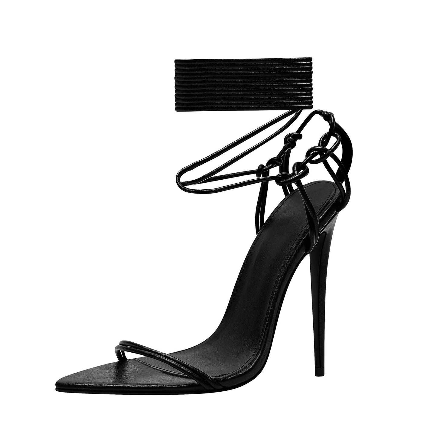 Black Strappy Stiletto Sandals Jady Rose