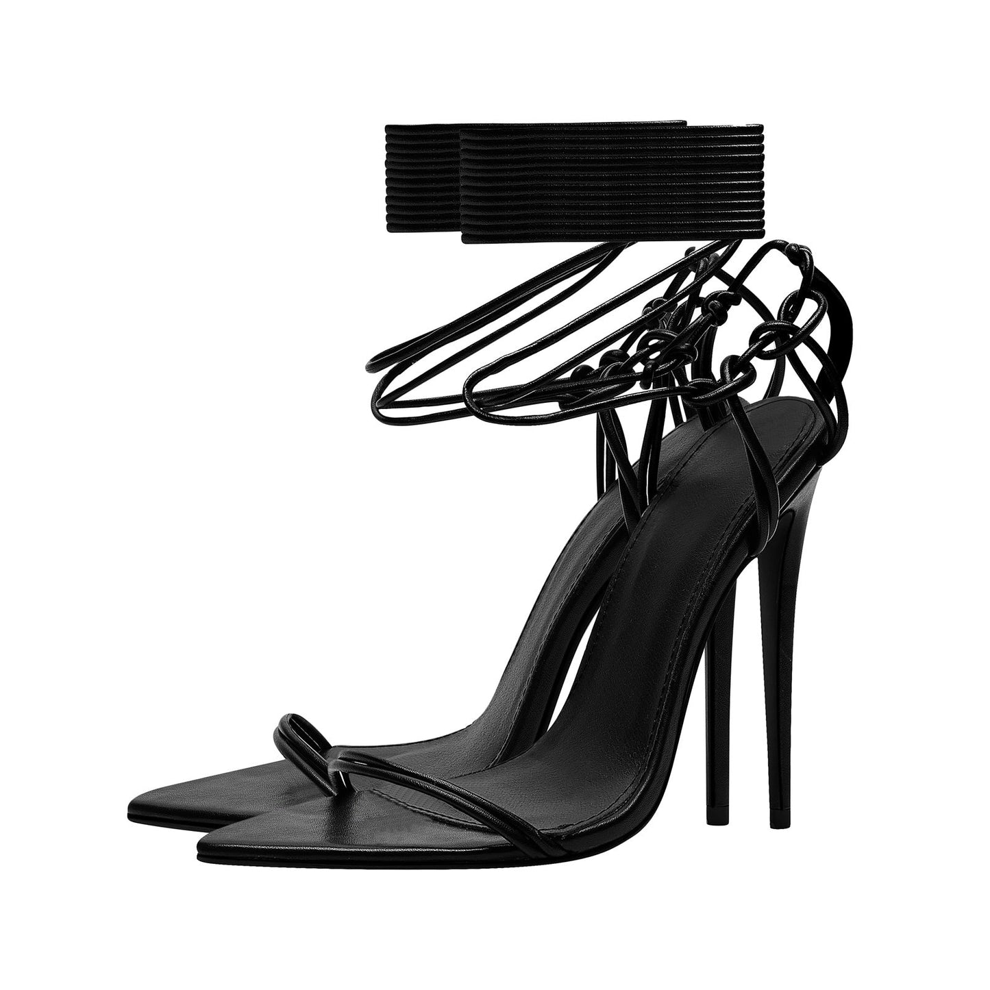Black Strappy Stiletto Sandals Jady Rose