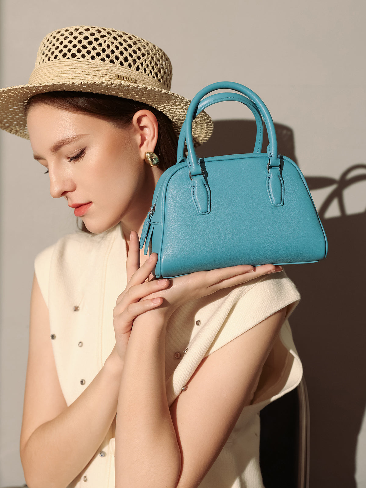 Simple Leather Bowling Bag Cilela