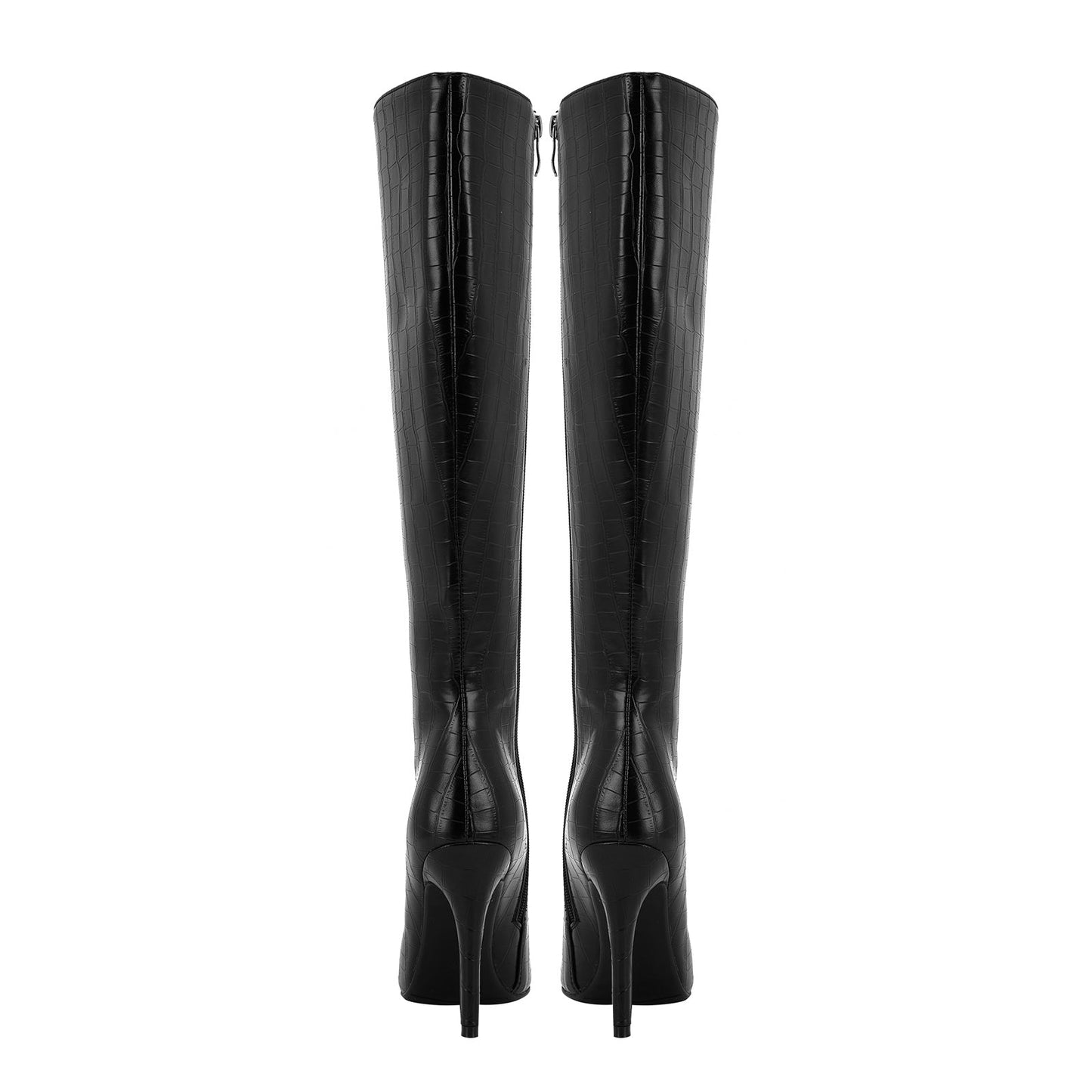 Black Leather Knee-High Boots Jady Rose
