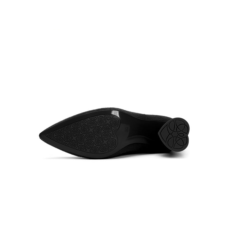 Pointed Toe Block Heel Knee-High Boots MALOVE MZ