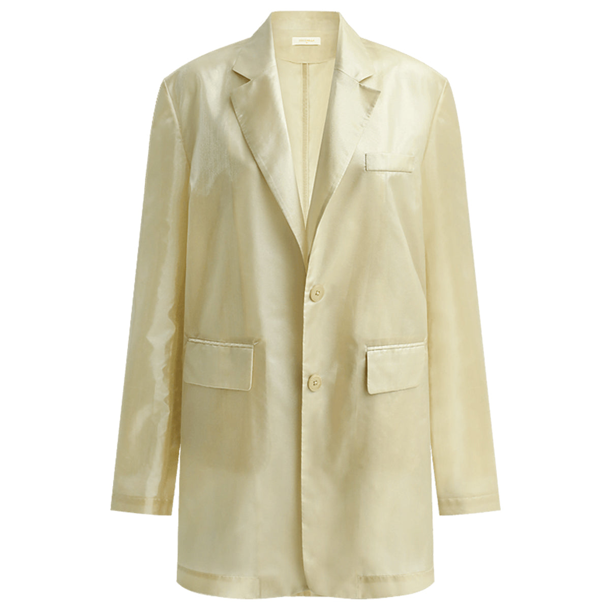 Beige Single-Breasted Long Blazer Cocobella