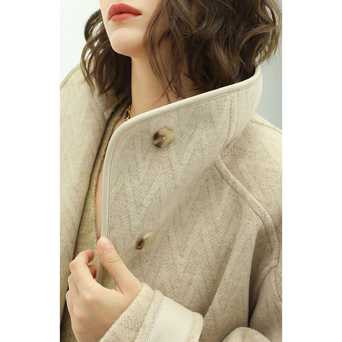 Herringbone Khaki Coat Cocobella