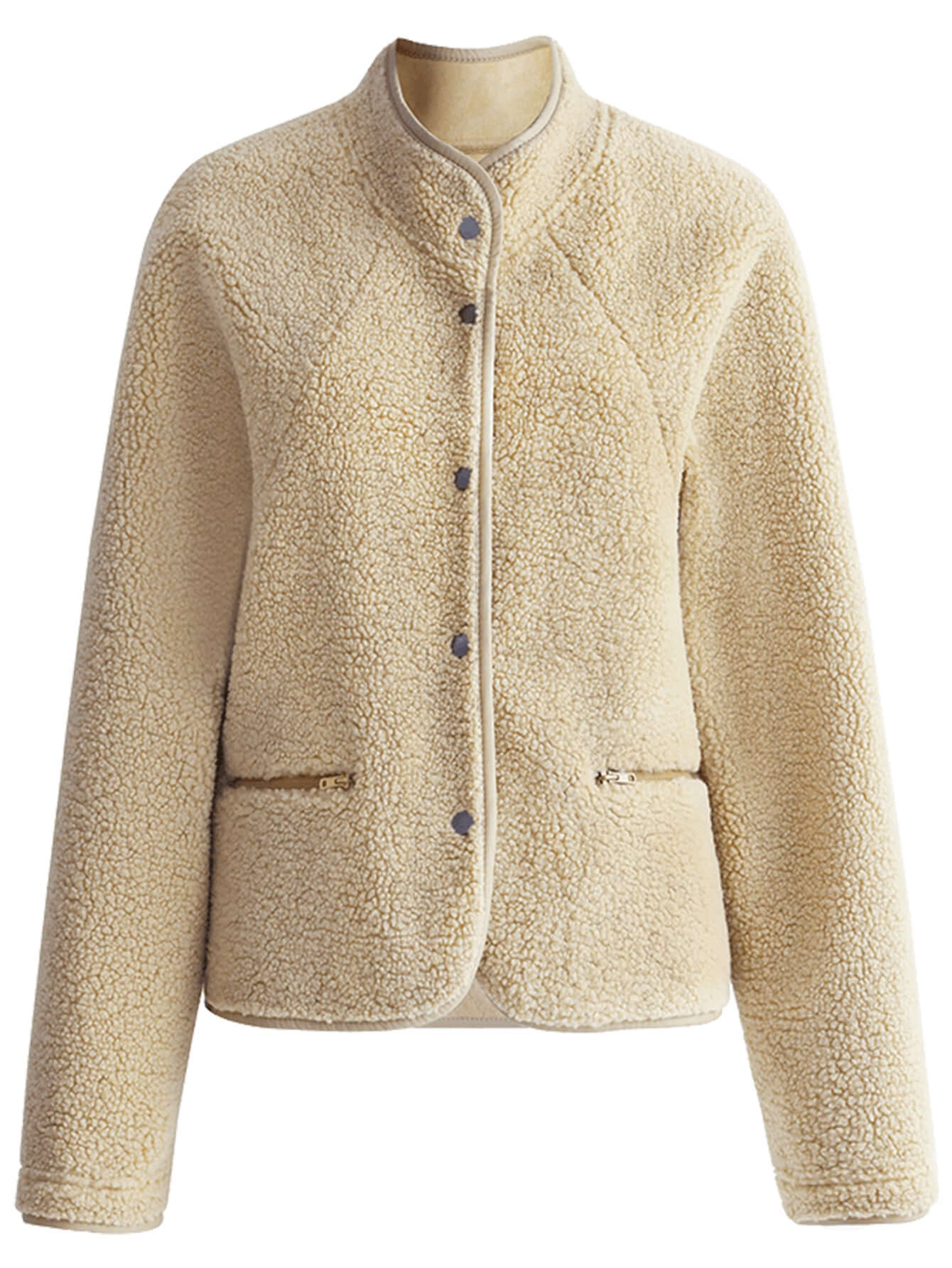 Khaki Teddy Fleece Jacket Cocobella