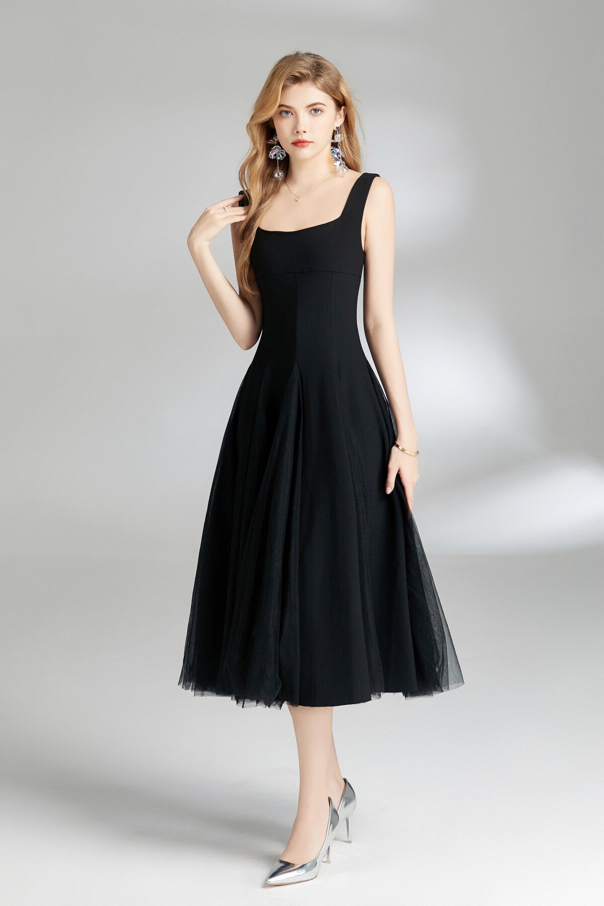 Tulle Puffy Midi Dress DZA