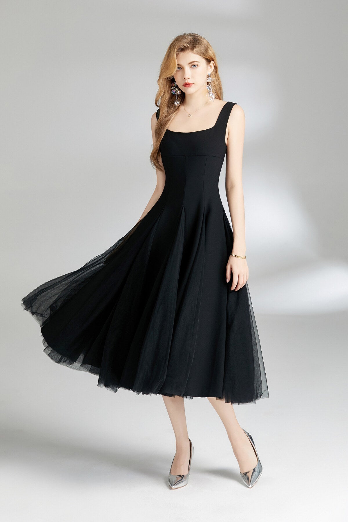 Tulle Puffy Midi Dress DZA