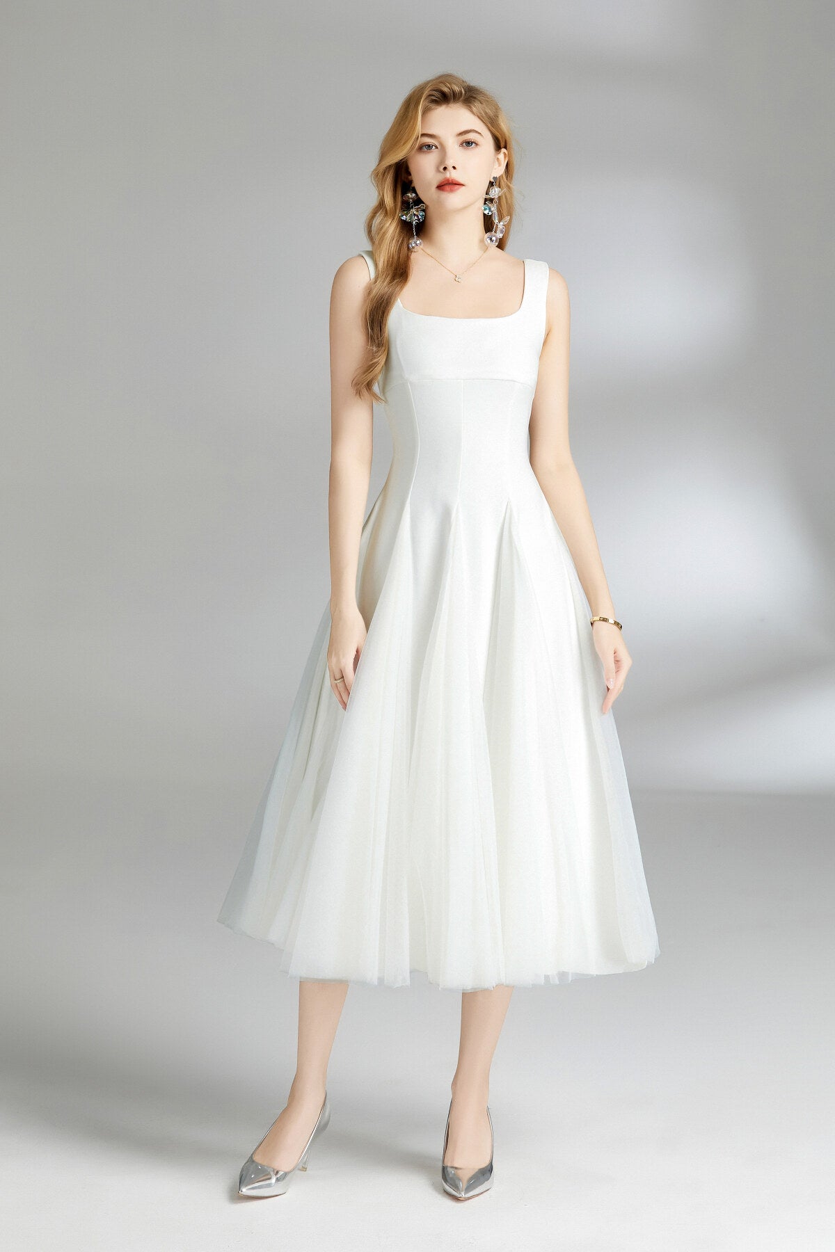 Tulle Puffy Midi Dress DZA