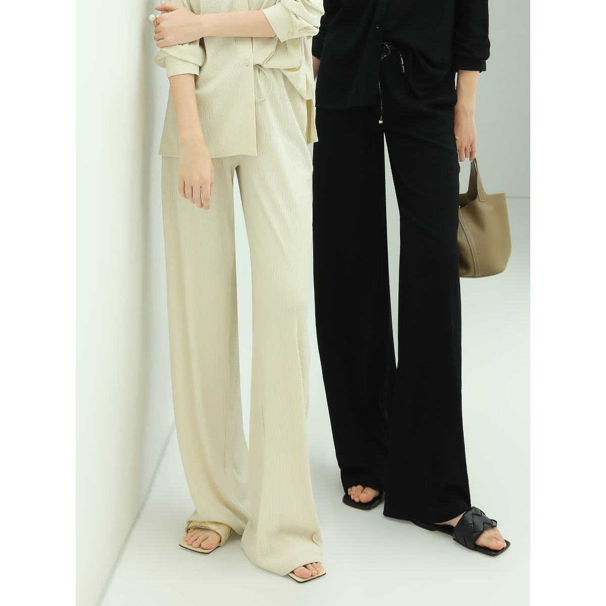High-Rise Wide-Leg Knit Pants Cocobella