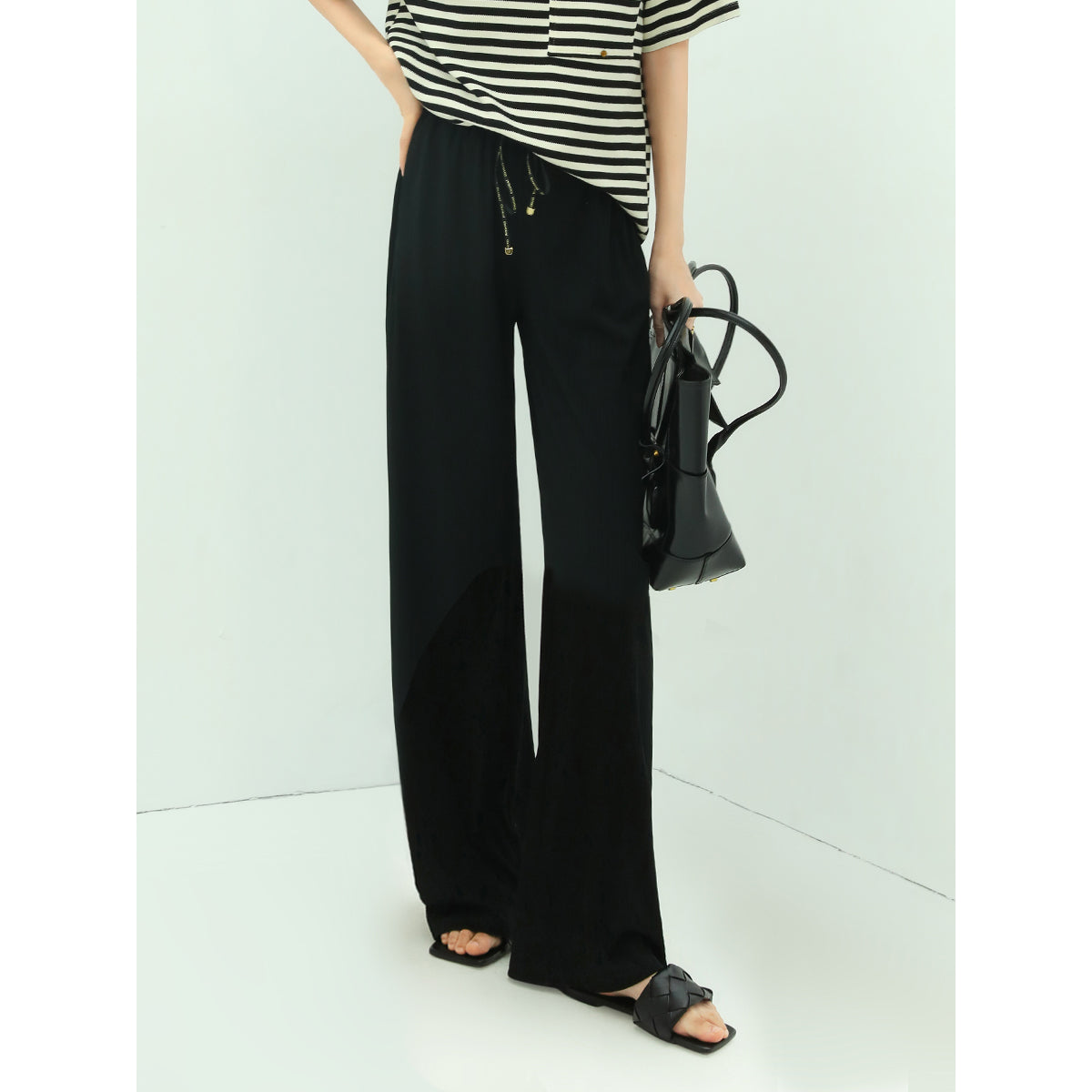 High-Rise Wide-Leg Knit Pants Cocobella