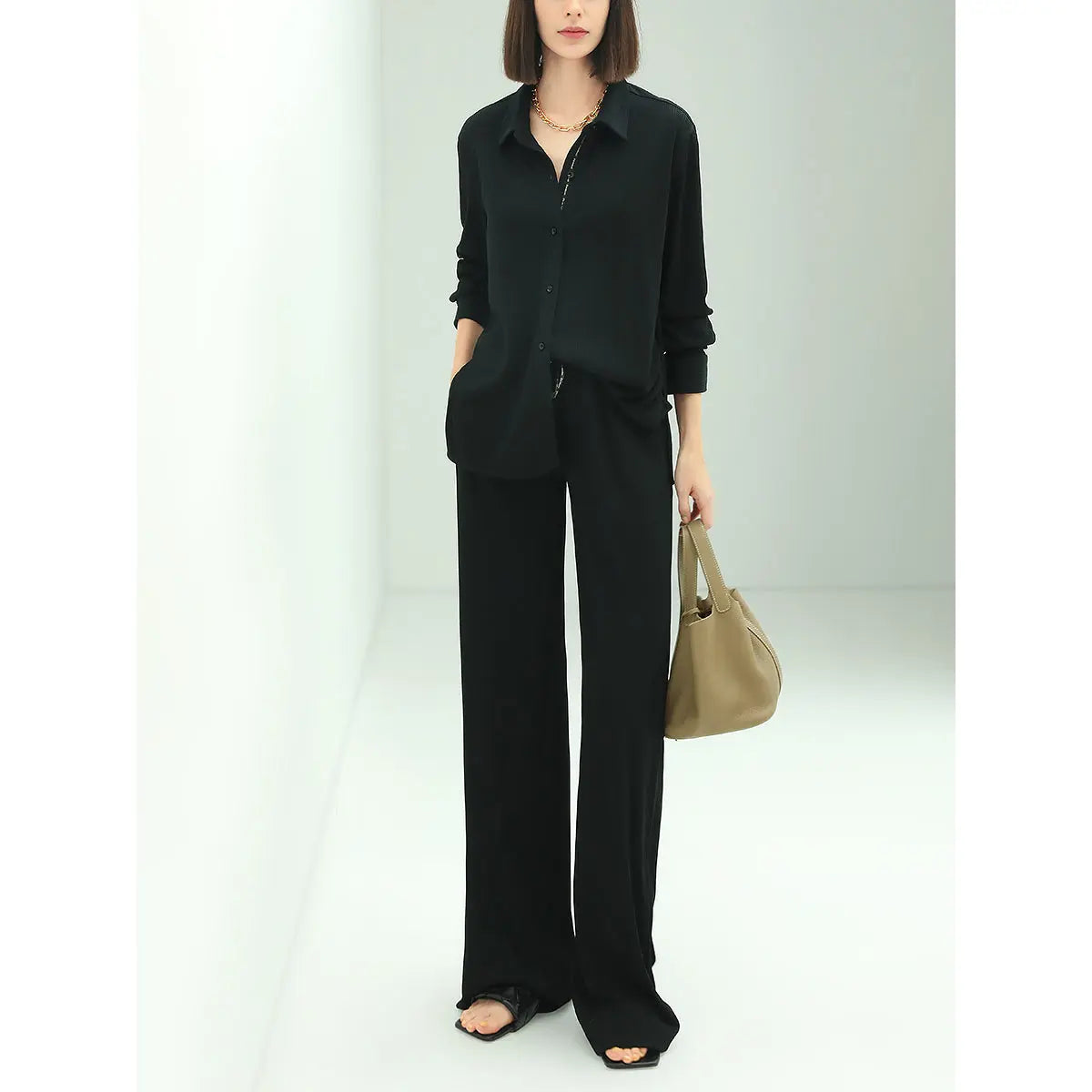 High-Rise Wide-Leg Knit Pants Cocobella