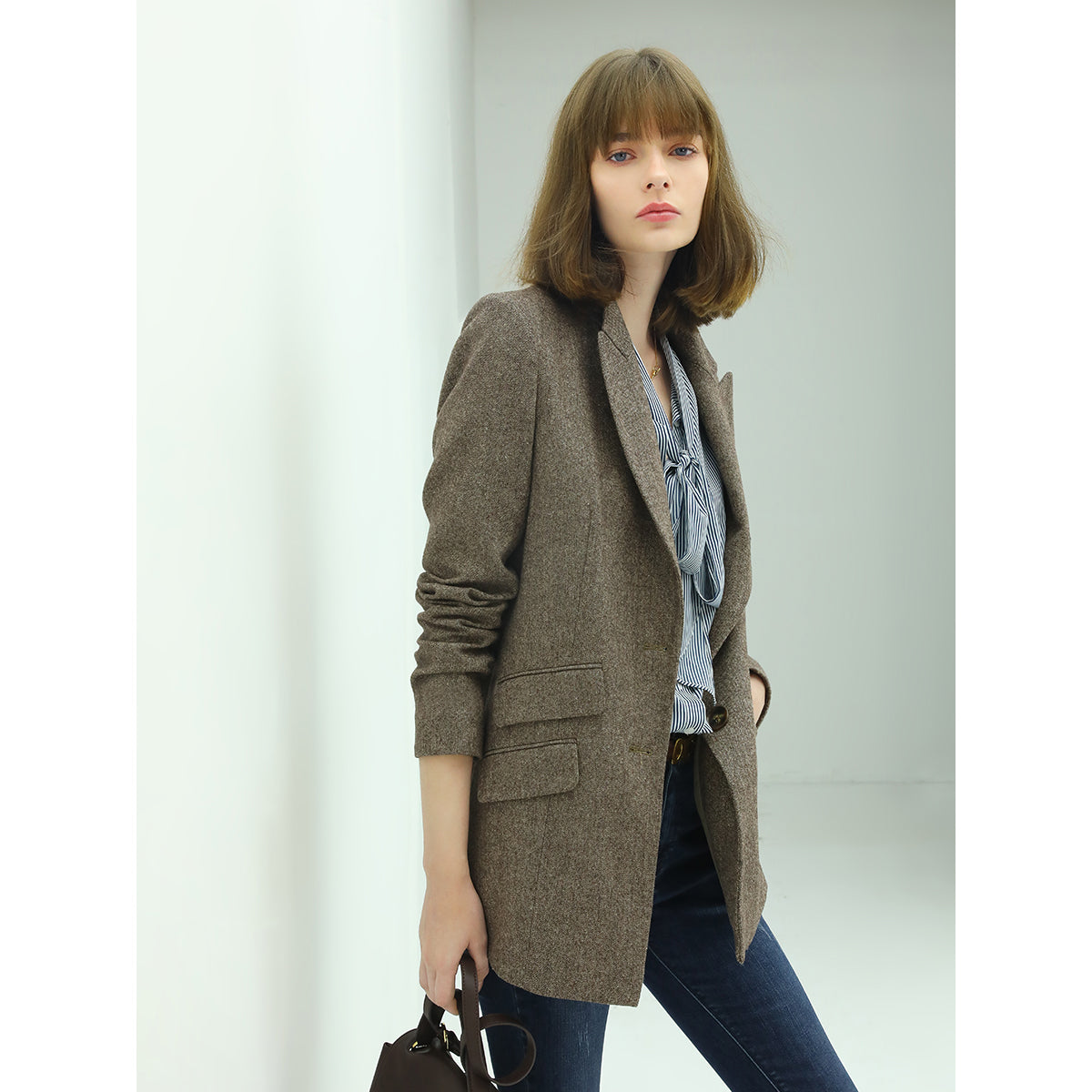 Vintage Brown Wool Blazer Cocobella