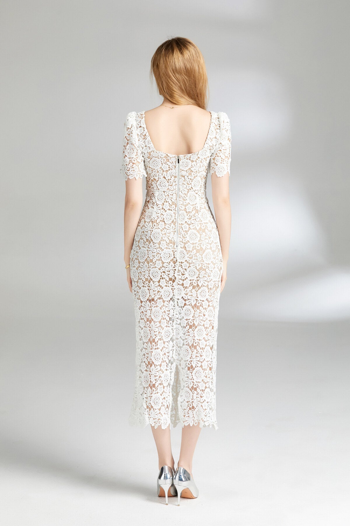 White Lace Cut-Out Dress DZA