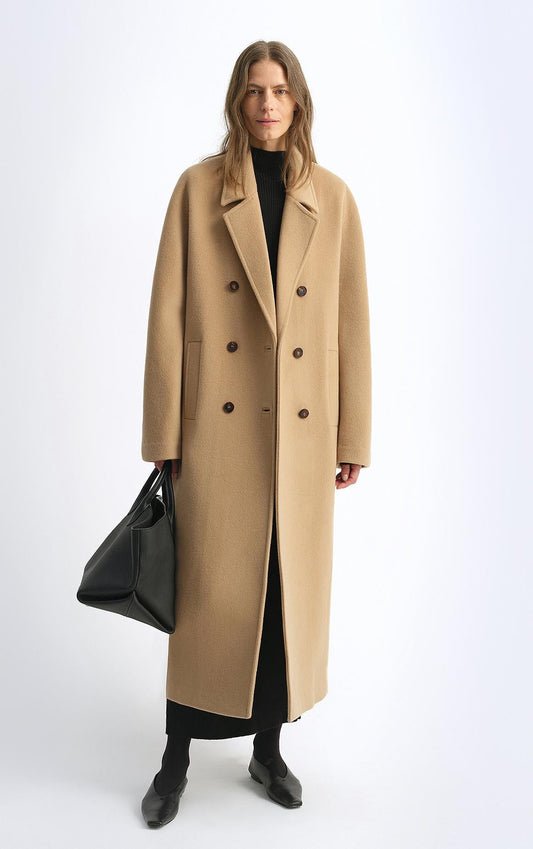 'Lonely Sandbank' Wool & Cashmere Coat Firelady Fur