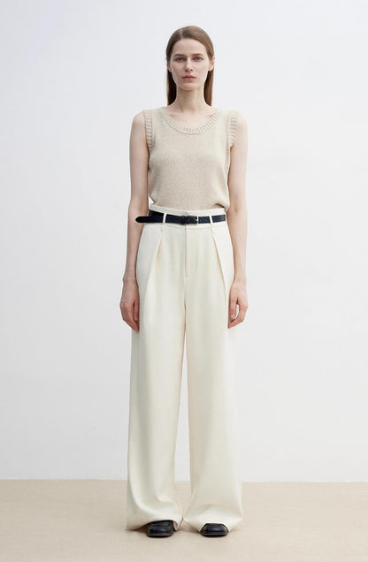 White Wide-Leg Floor-Length Pants Firelady Fur