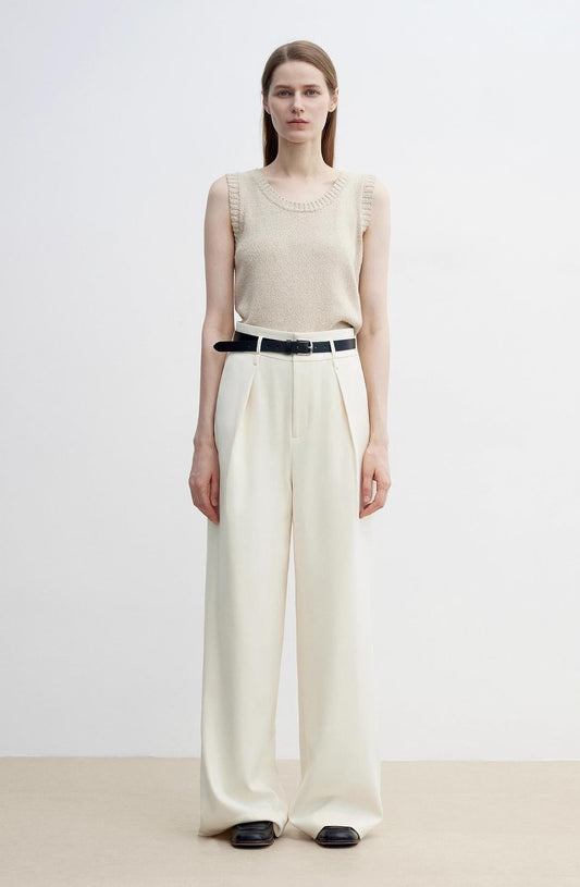 White Wide-Leg Floor-Length Pants Firelady Fur