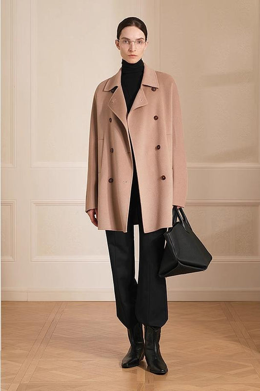 Desert Rose Wool Double-Breasted Coat Firelady Fur