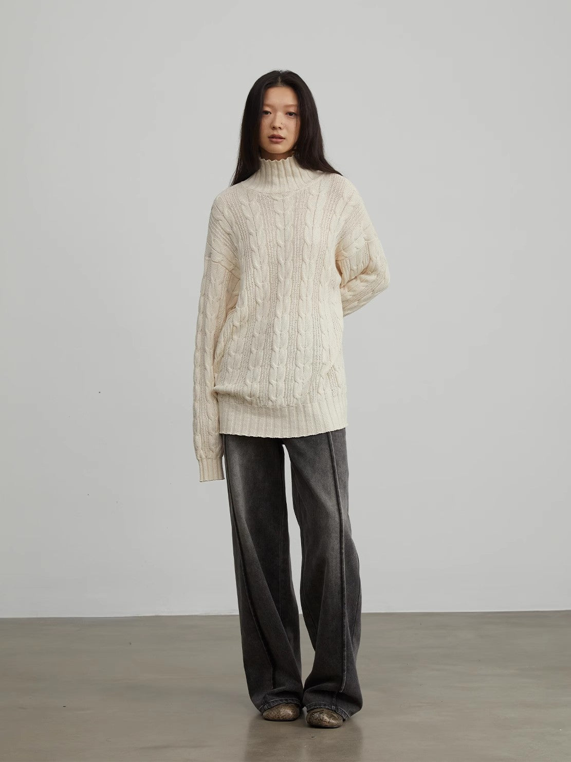 Warm Family Jacquard Turtleneck Sweater Firelady Fur