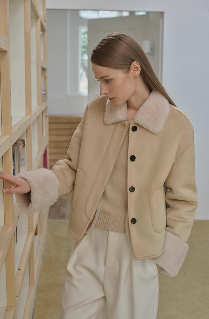 Slightly Sweet Latte Shearling Jacket Firelady Fur